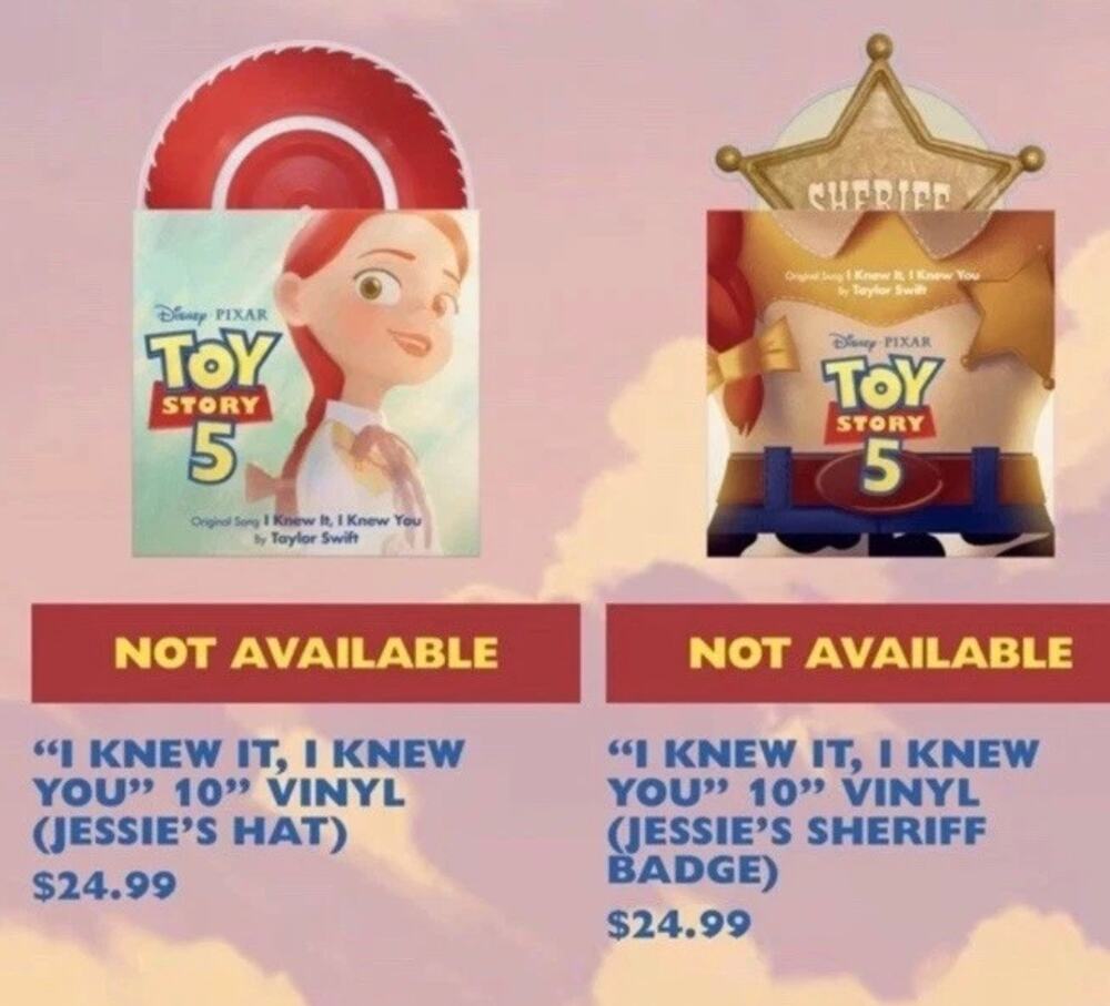 Toy Story 5 Taylor Swift I Knew It I Knew You 10” Vinyl Jessie Set of 2